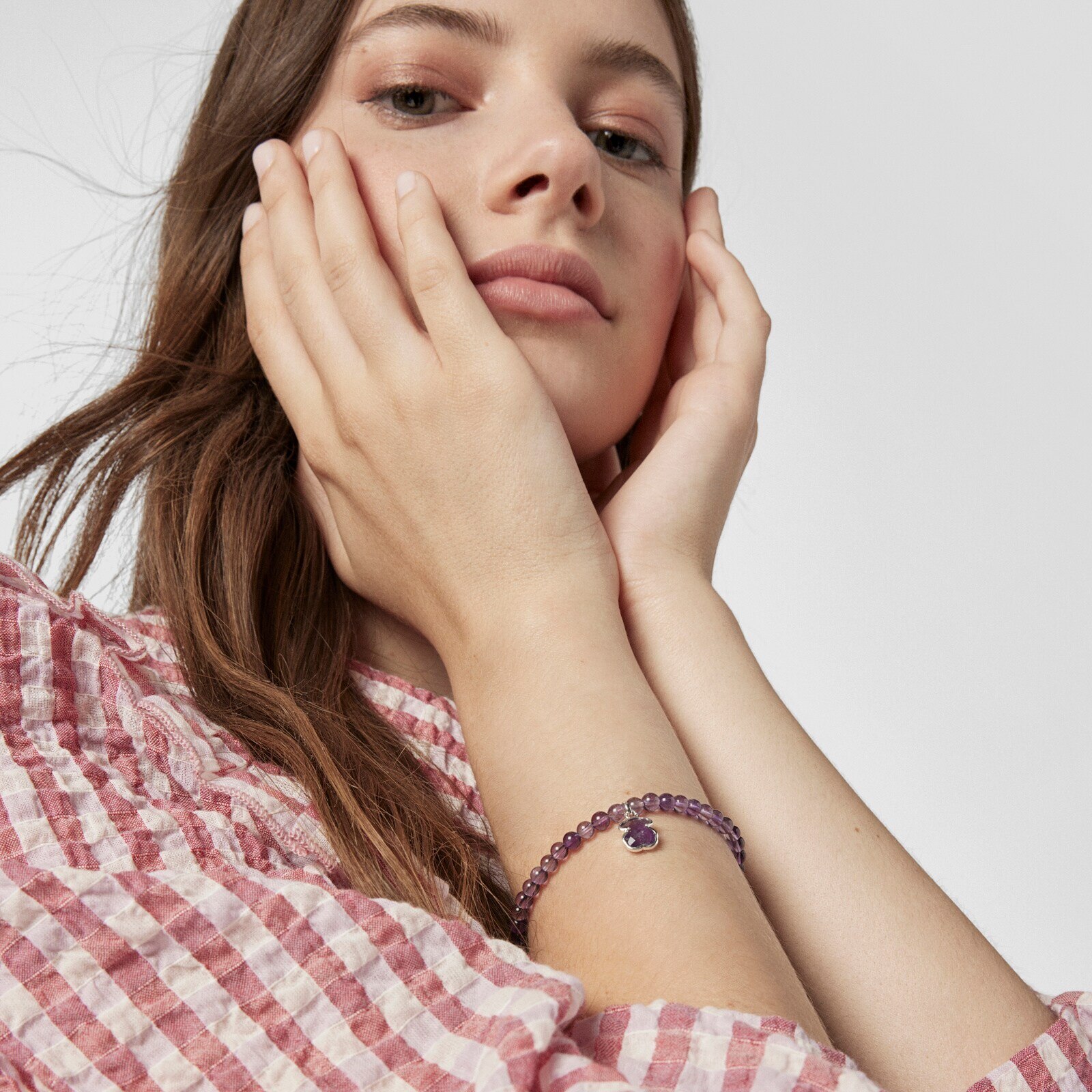 Silver and Amethyst Icon Color Bracelet