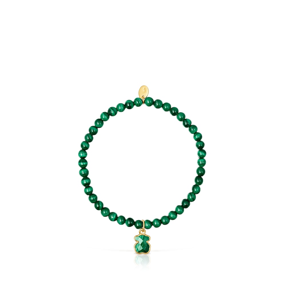 Pulsera con baño de oro 18 kt sobre plata y malaquita Icon Color image number 1