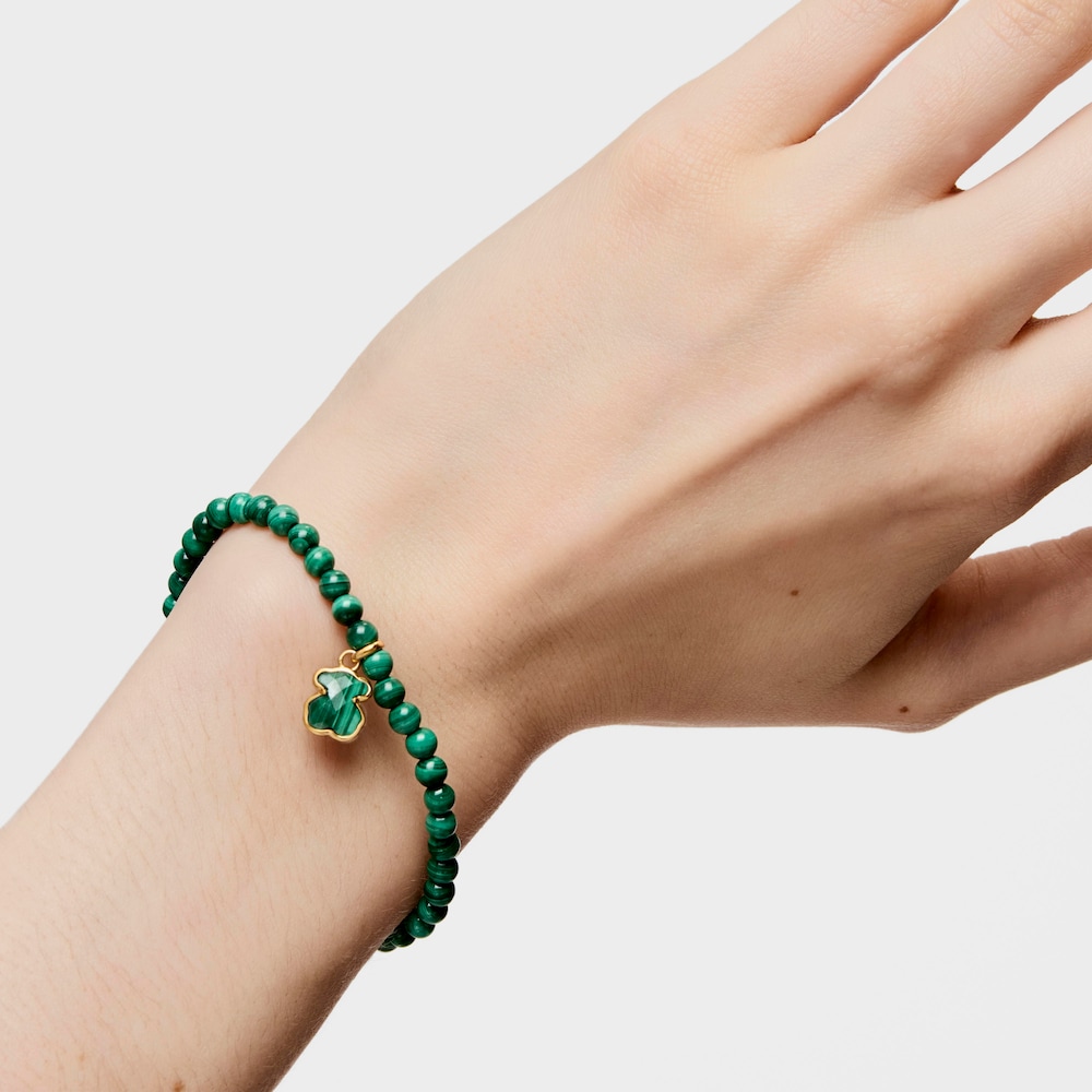 Pulsera con baño de oro 18 kt sobre plata y malaquita Icon Color image number 6