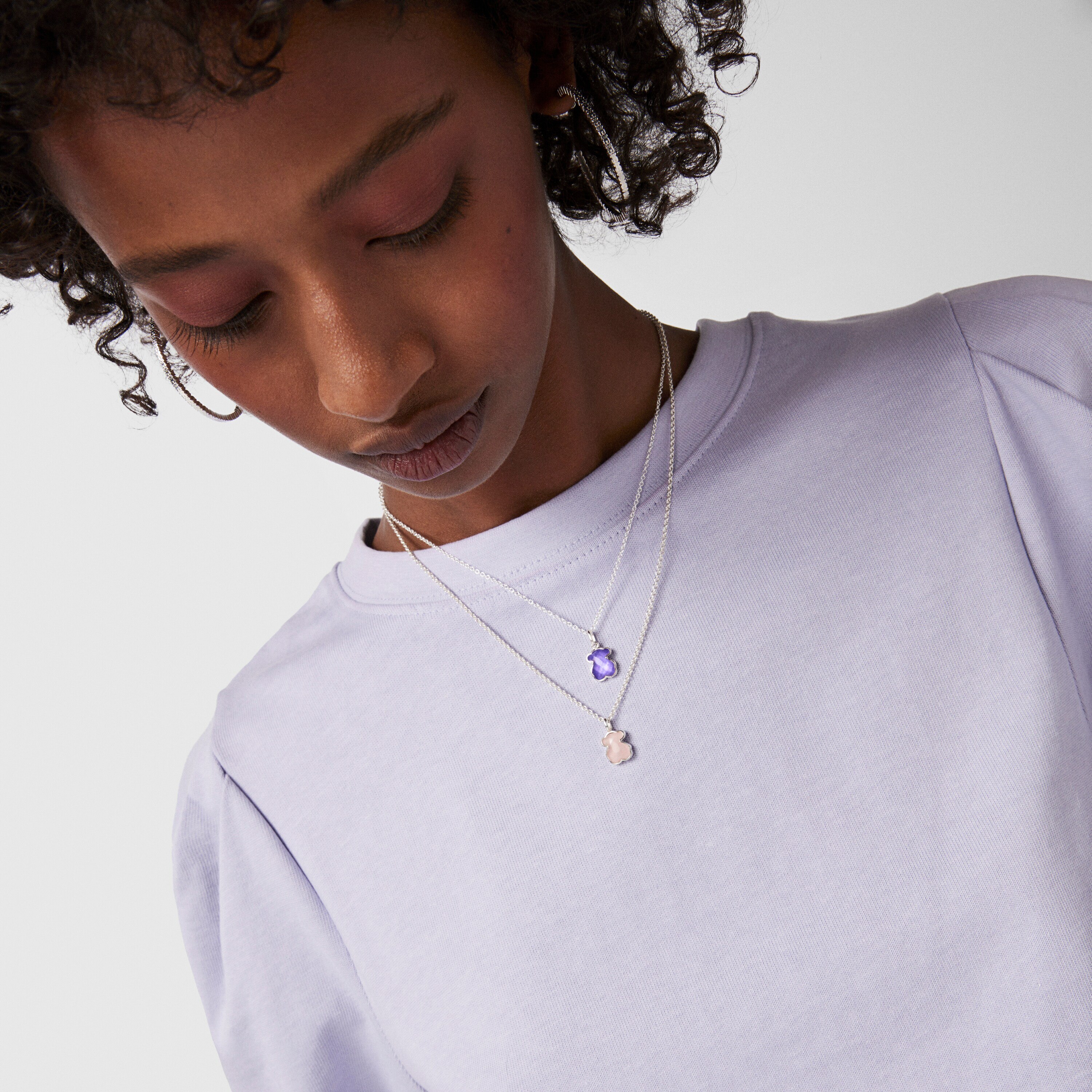 Silver and Amethyst Icon Color Necklace