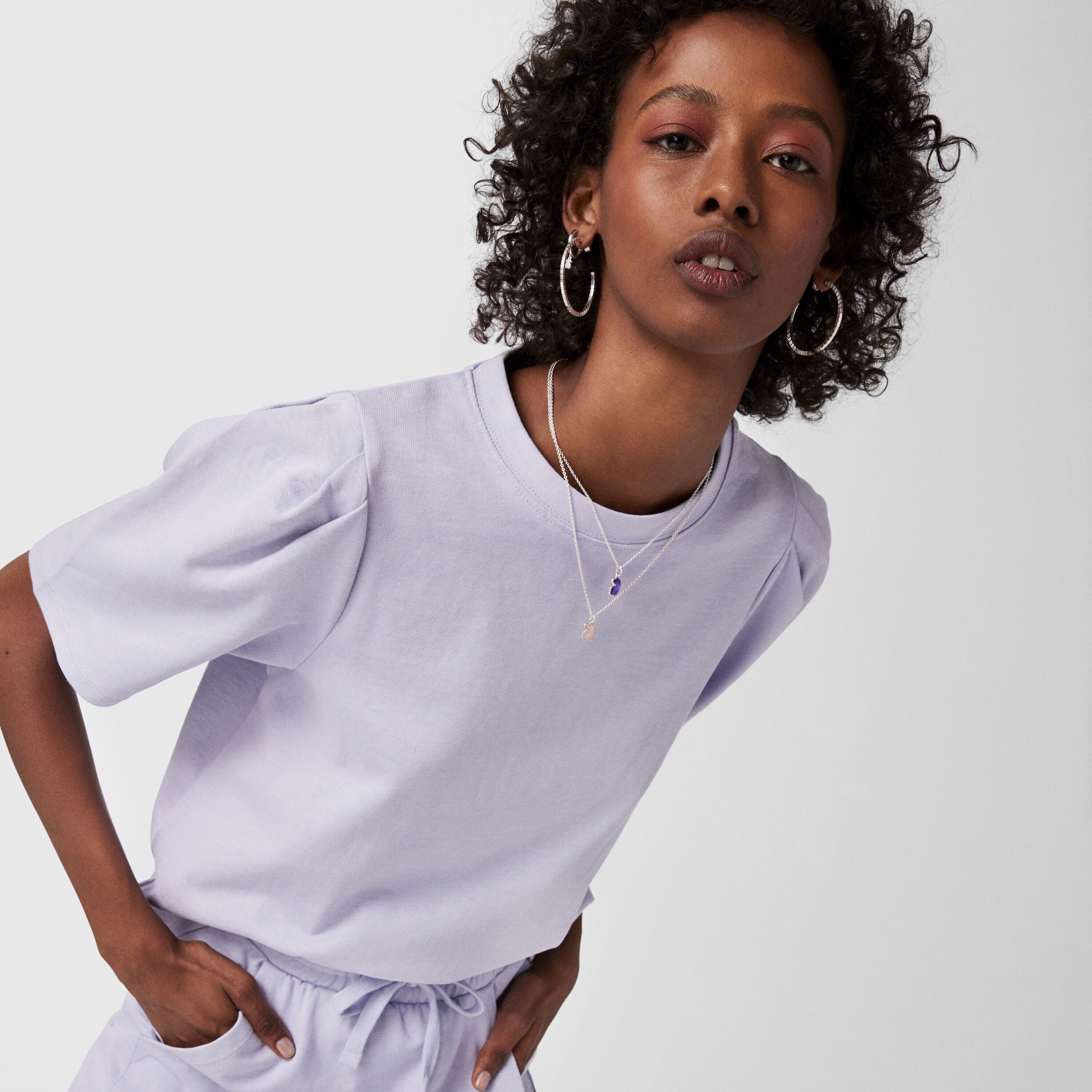 Silver and Amethyst Icon Color Necklace