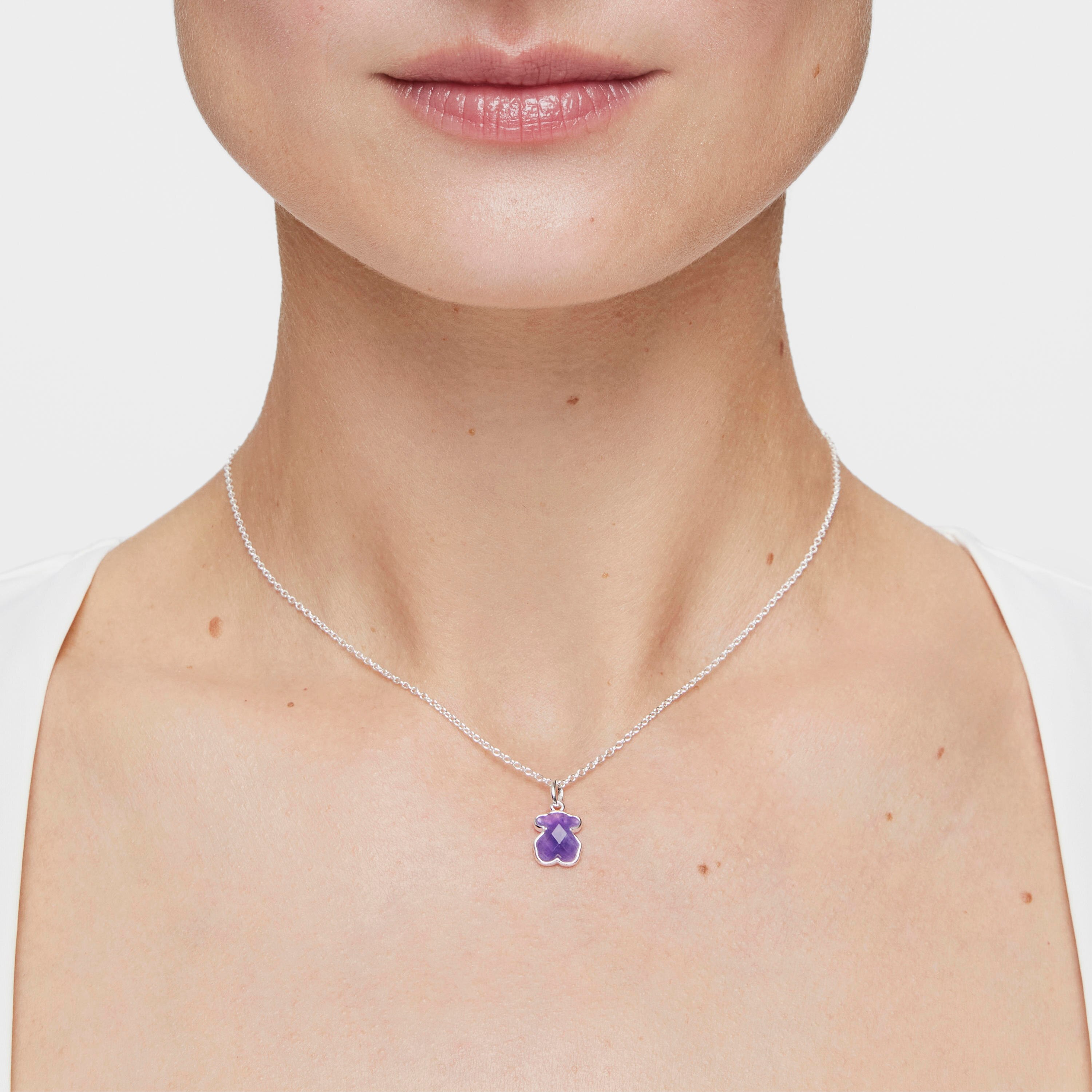 Silver and Amethyst Icon Color Necklace