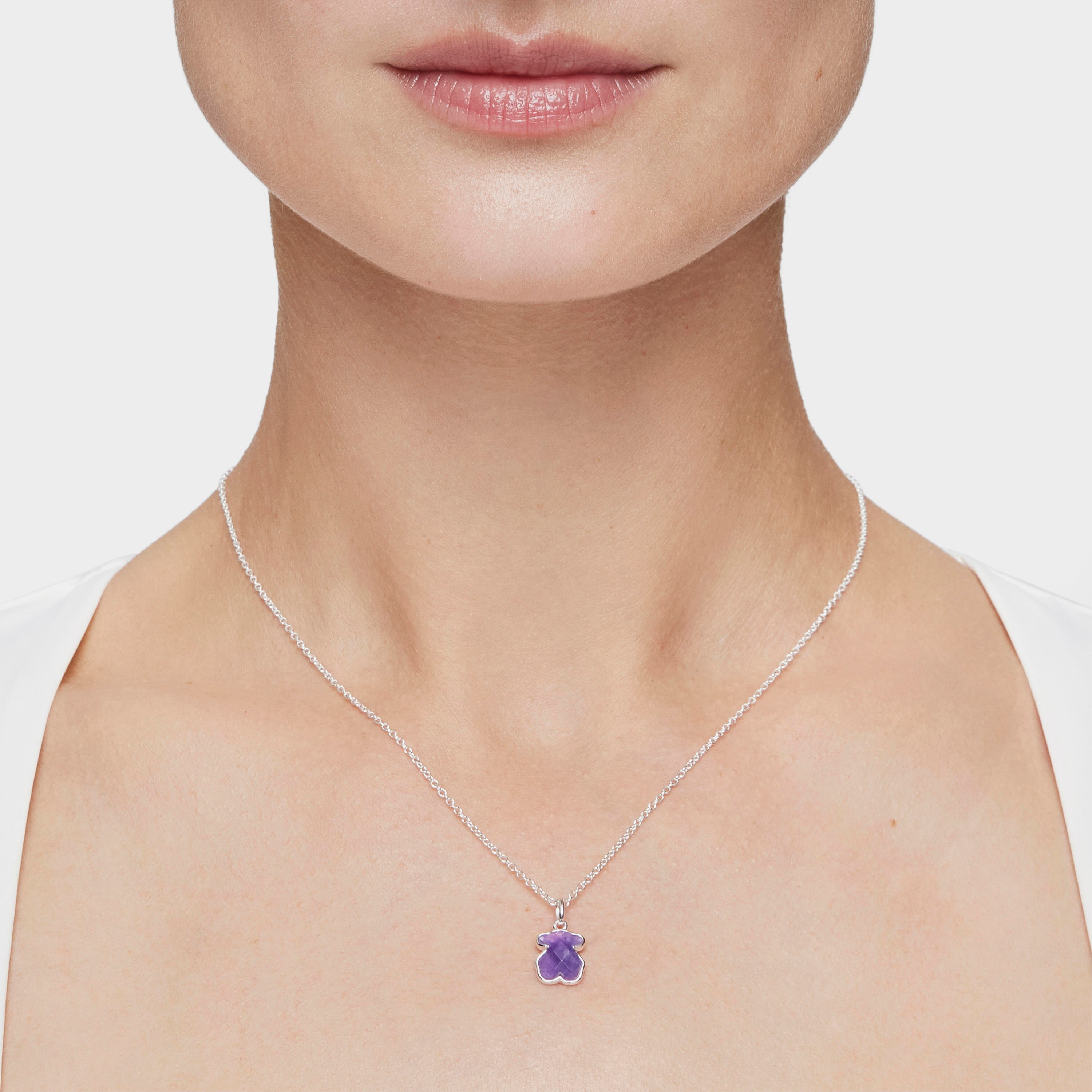Silver and Amethyst Icon Color Necklace | TOUS