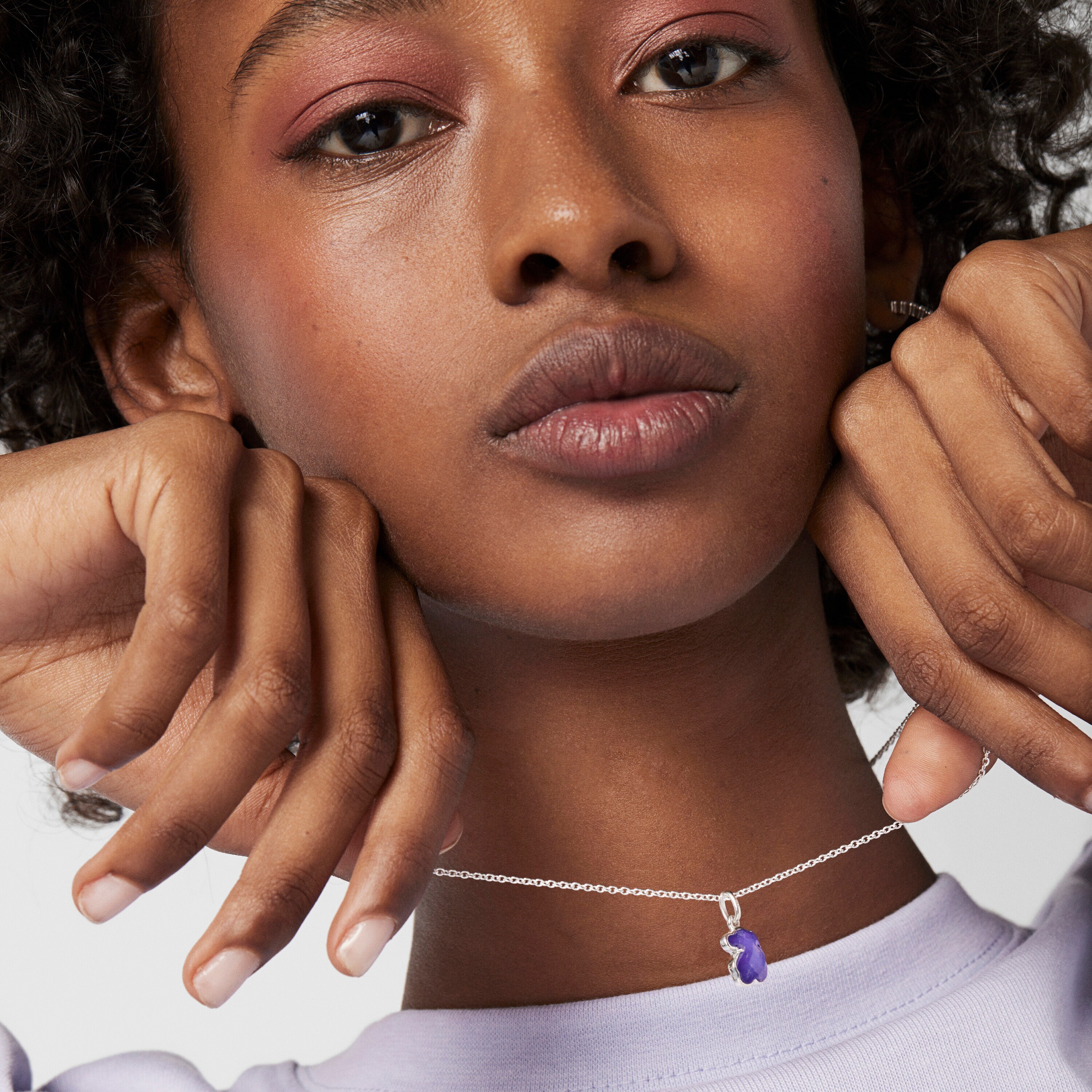 Silver and Amethyst Icon Color Necklace