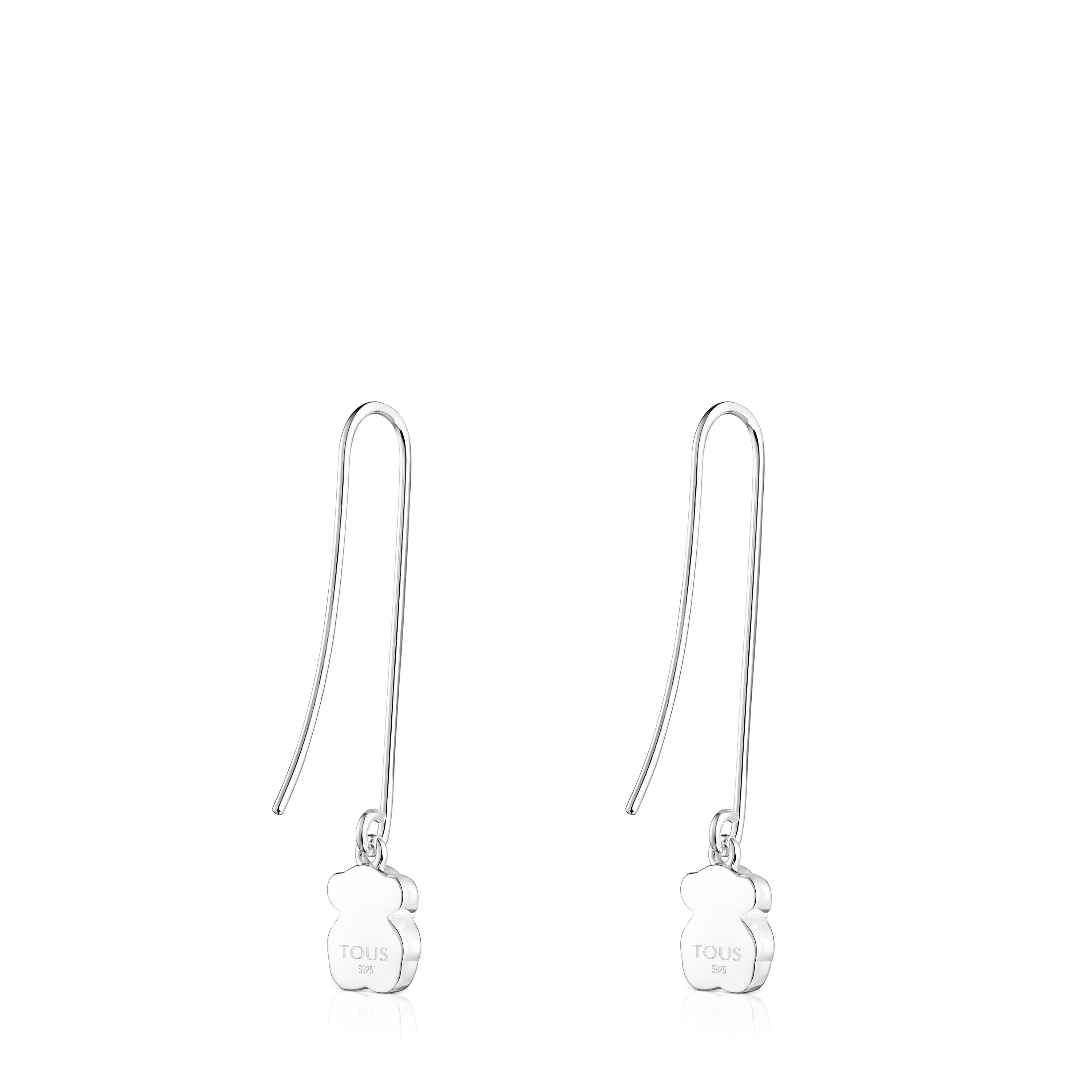 Long Silver and Amethyst Icon Color Earrings