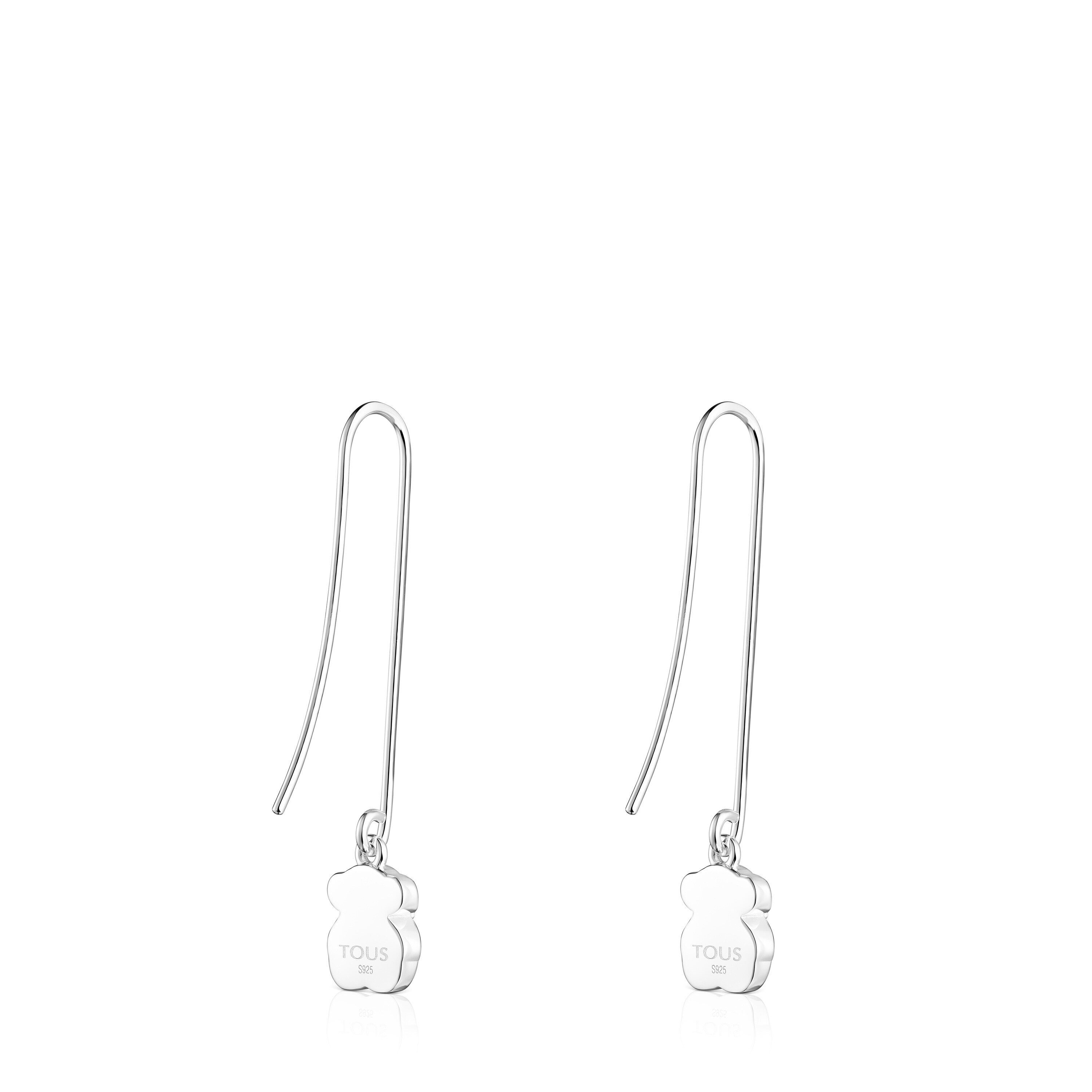 Long Silver and Amethyst Icon Color Earrings