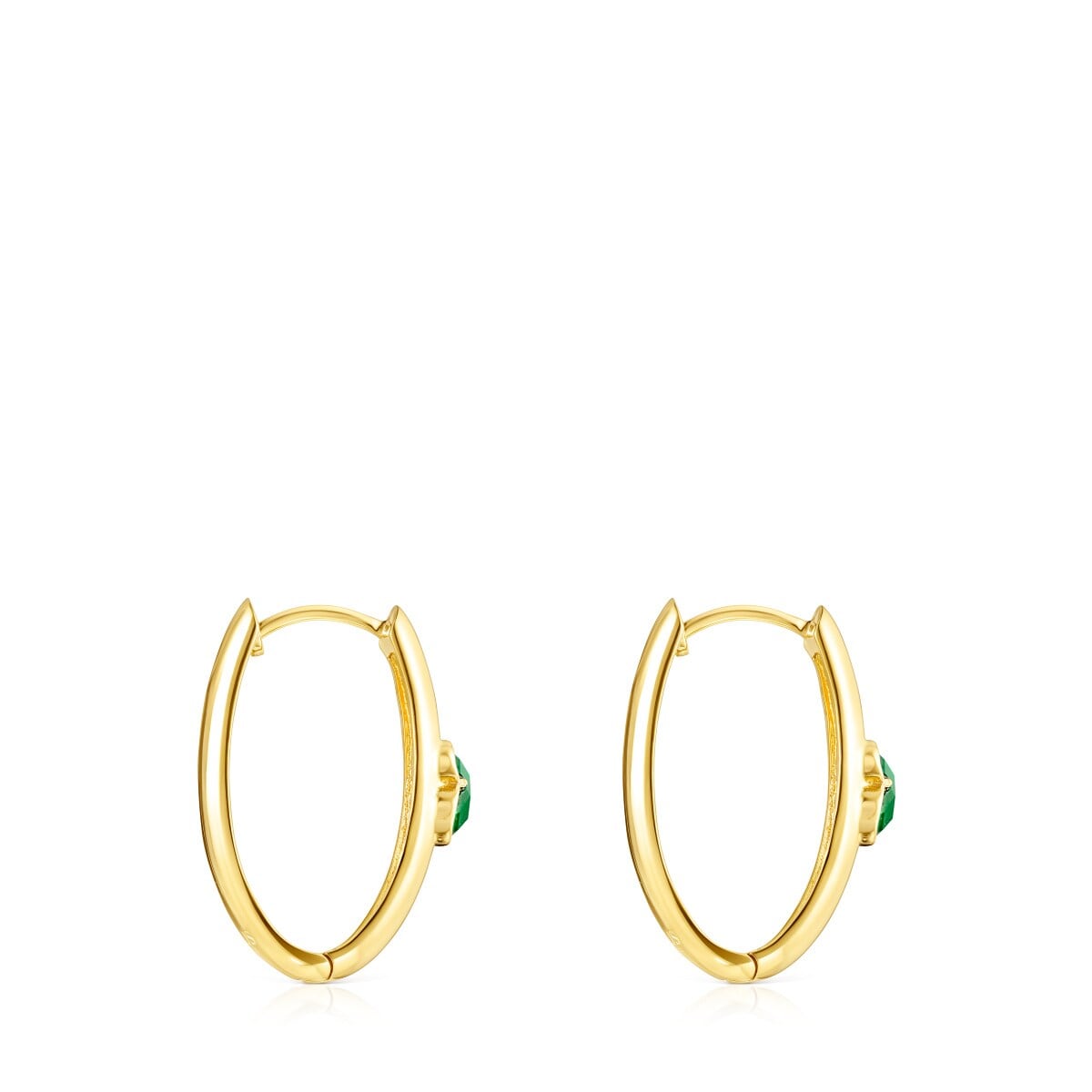 Large Silver Vermeil and Malachite Icon Color Earrings