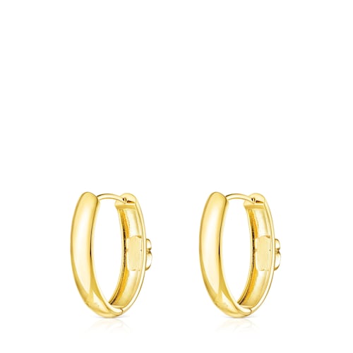 Pendientes grandes con baño de oro 18 kt sobre plata y malaquita Icon Color