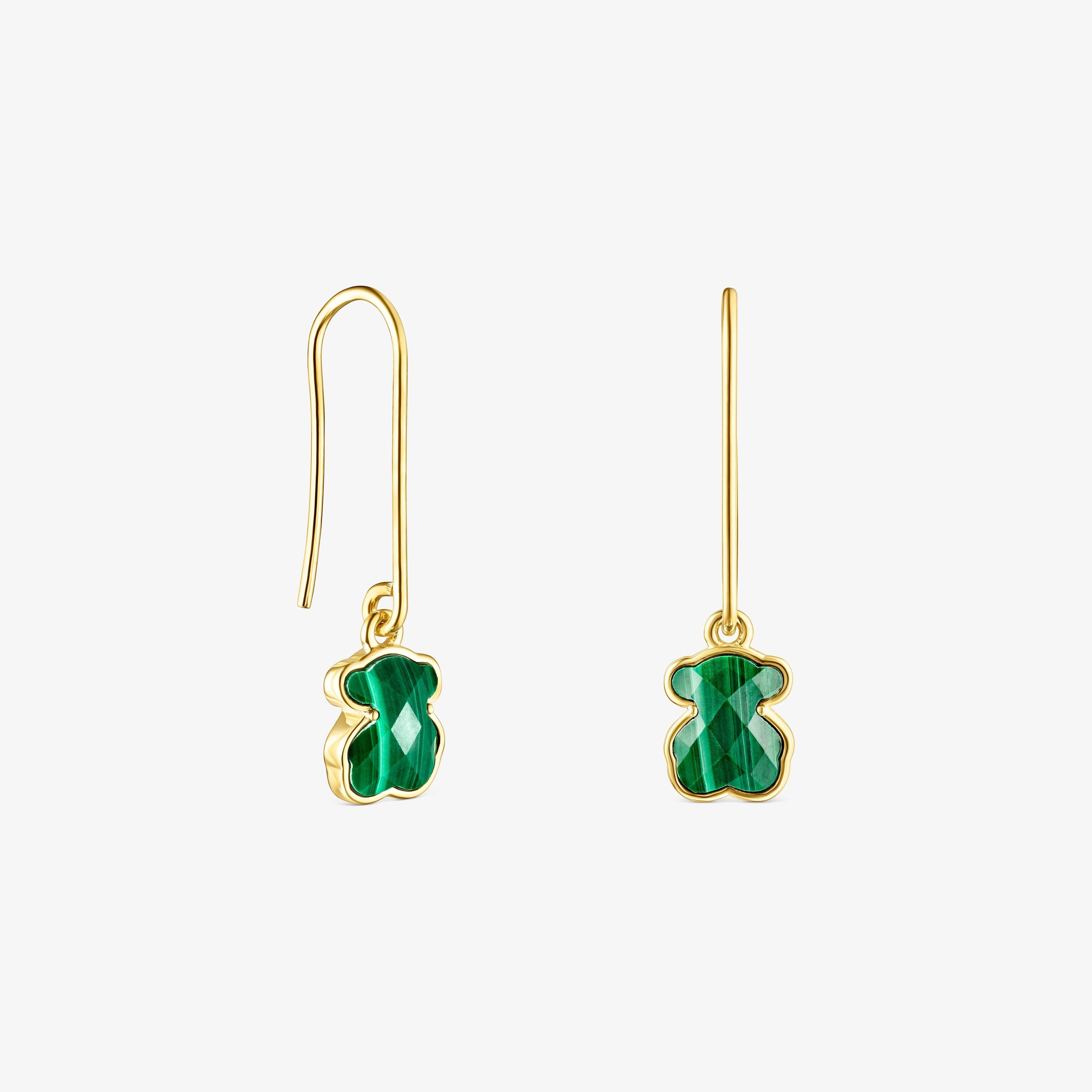 Long 18K gold vermeil and Malachite Icon Color Earrings