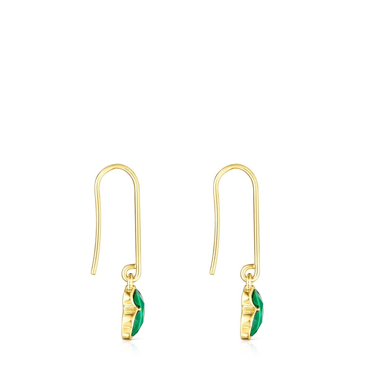 Pendientes largos con baño de oro 18 kt sobre plata y malaquita Icon Color