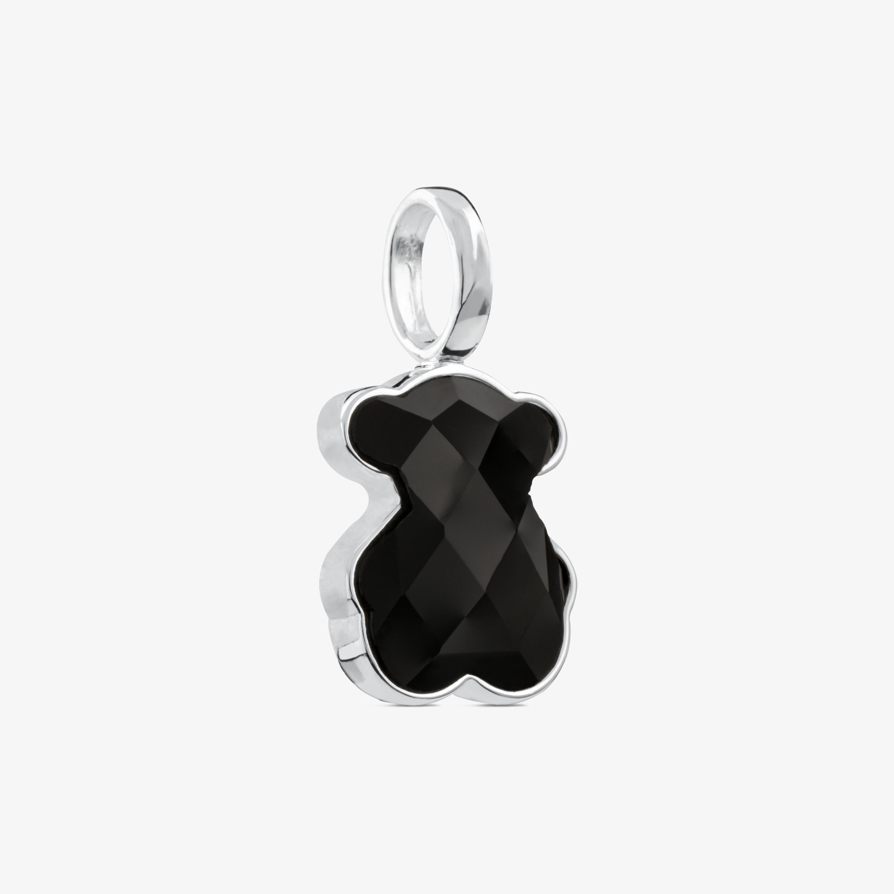 Silver TOUS Color Pendant with medium faceted onyx Bear motif