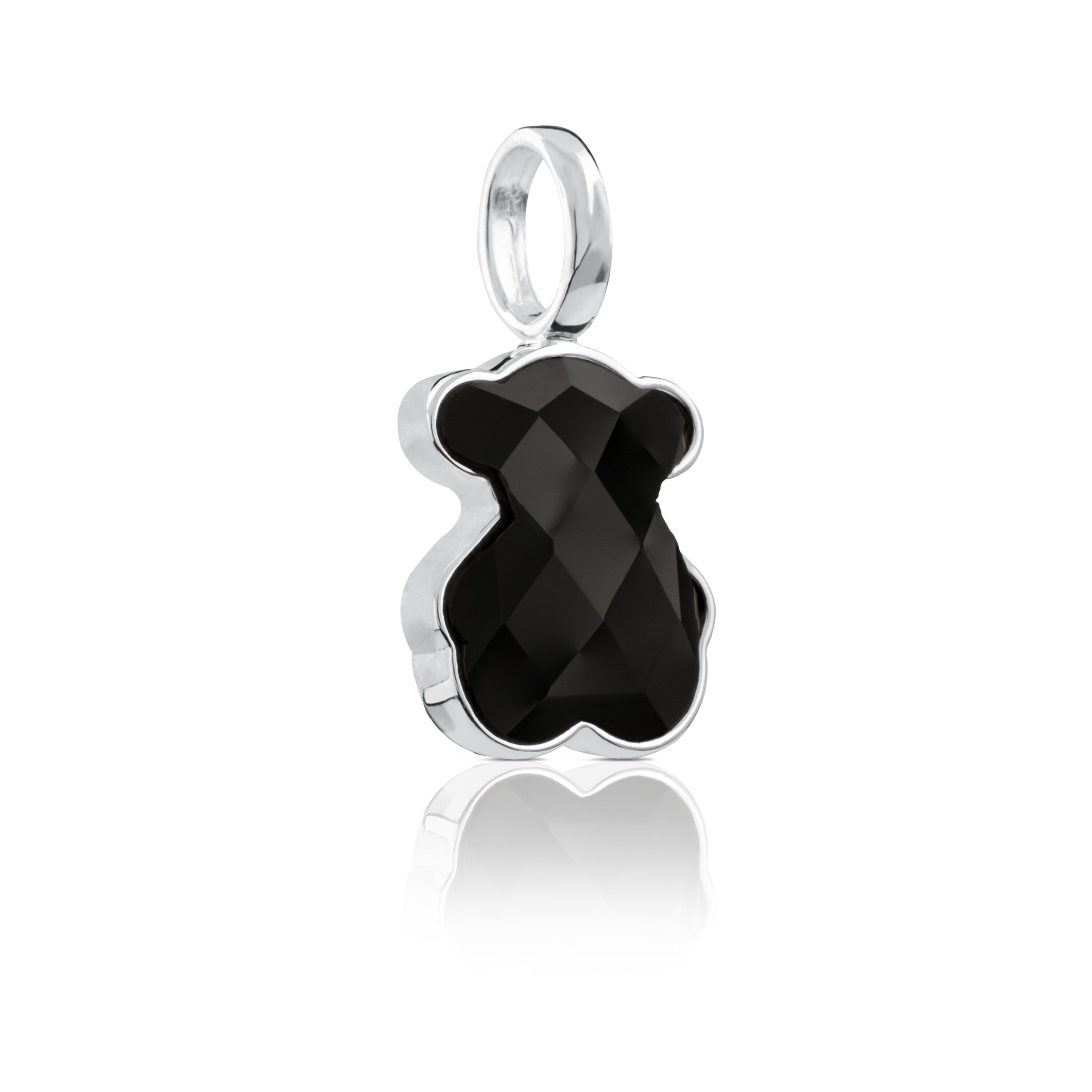Silver TOUS Color Pendant with medium faceted onyx Bear motif