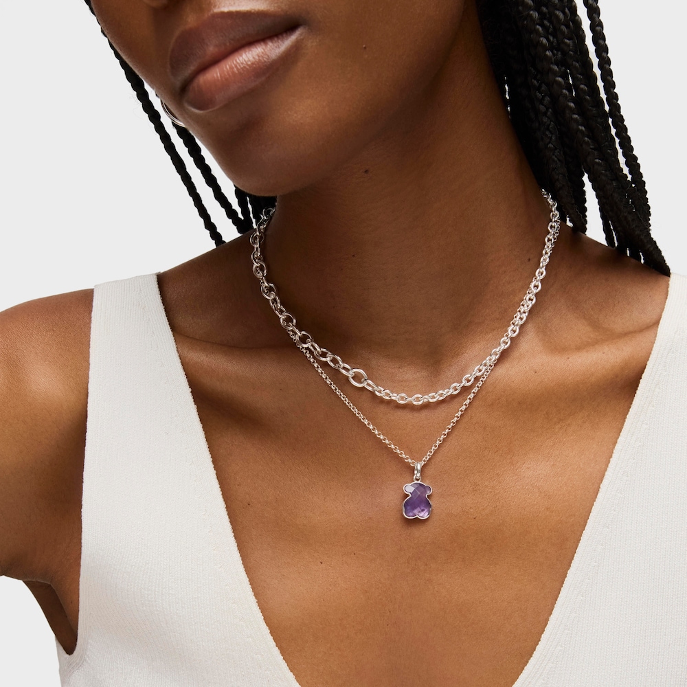 Tous Icon Color - Zawieszka ze srebra z fasetowanym ametystem