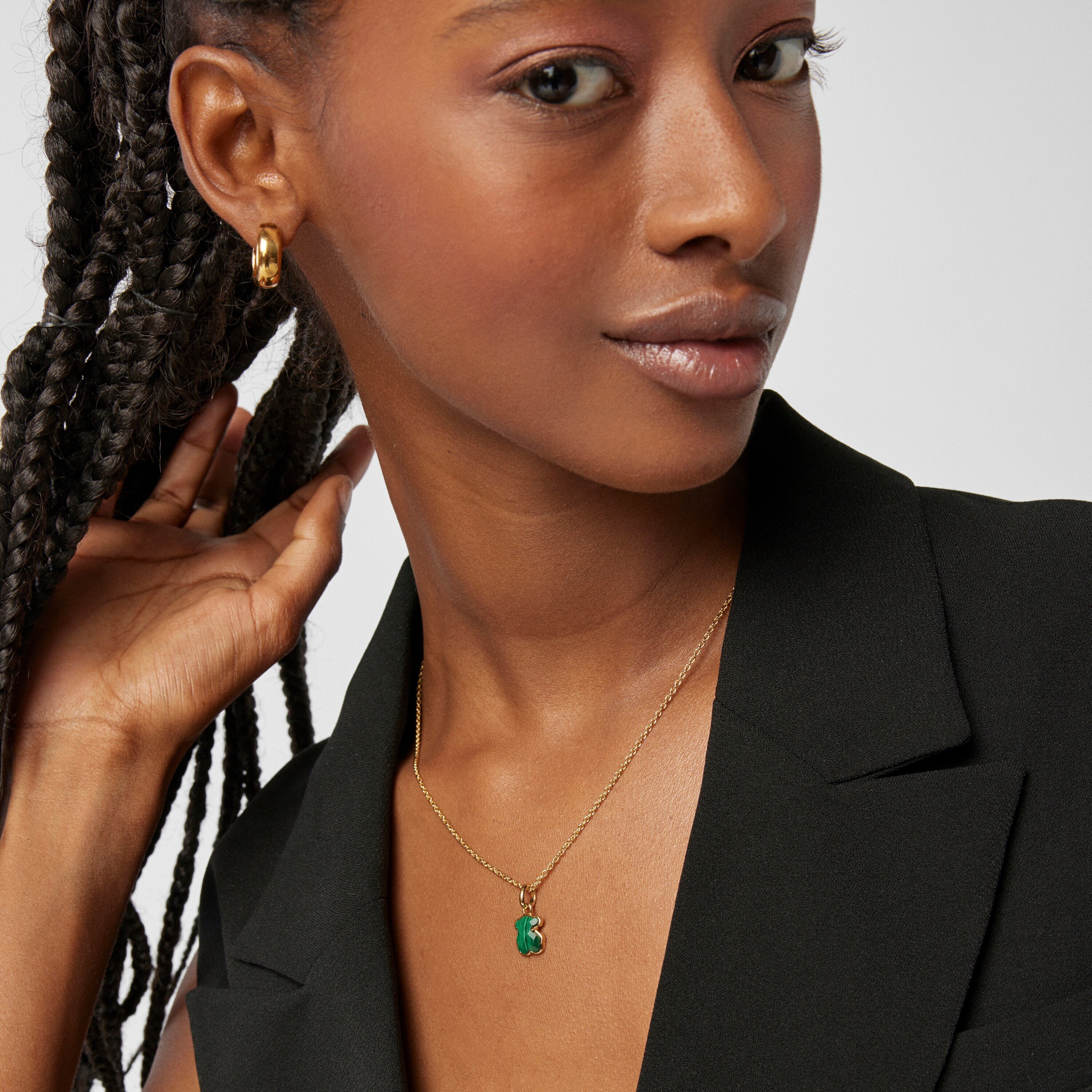 Silver Vermeil and Malachite Icon Color Pendant