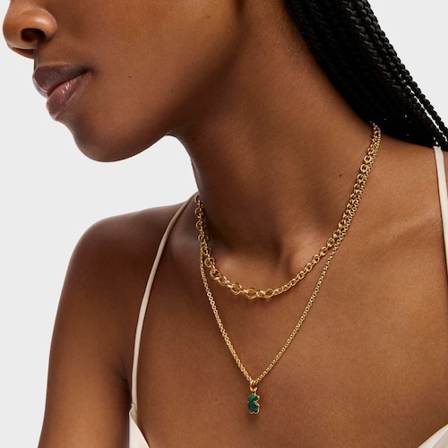 Colgante con baño de oro 18 kt sobre plata y malaquita Icon Color