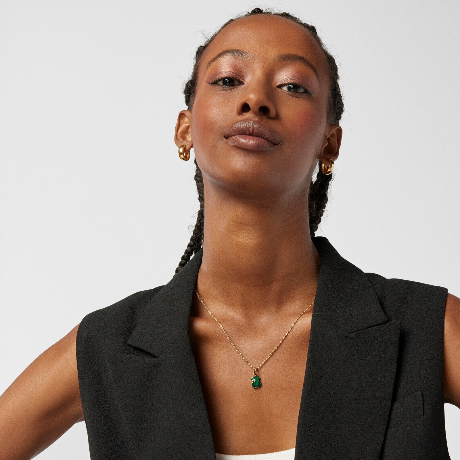 Silver Vermeil and Malachite Icon Color Pendant