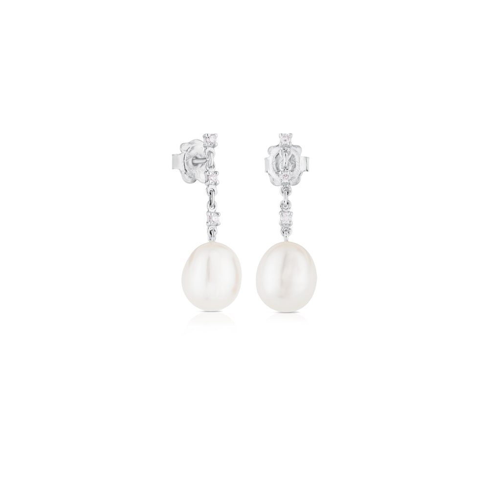 18K White Gold Les Classiques Earrings with Diamond and Pearl