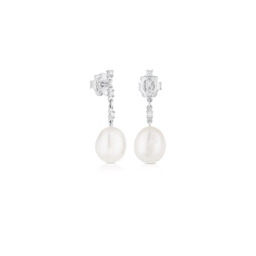 18K White Gold Les Classiques Earrings with Diamond and Pearl