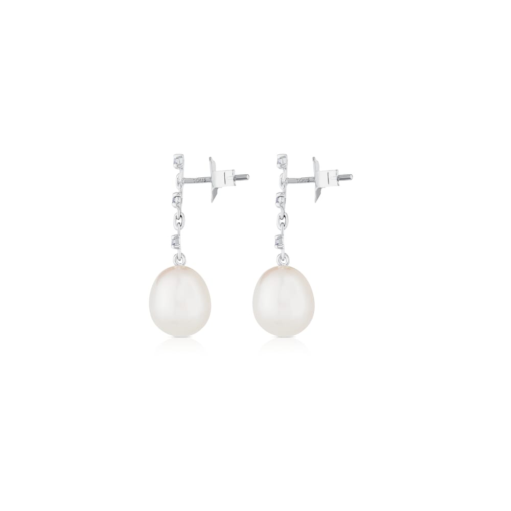 White Gold Les Classiques Earrings with Diamond and Pearl image number 1
