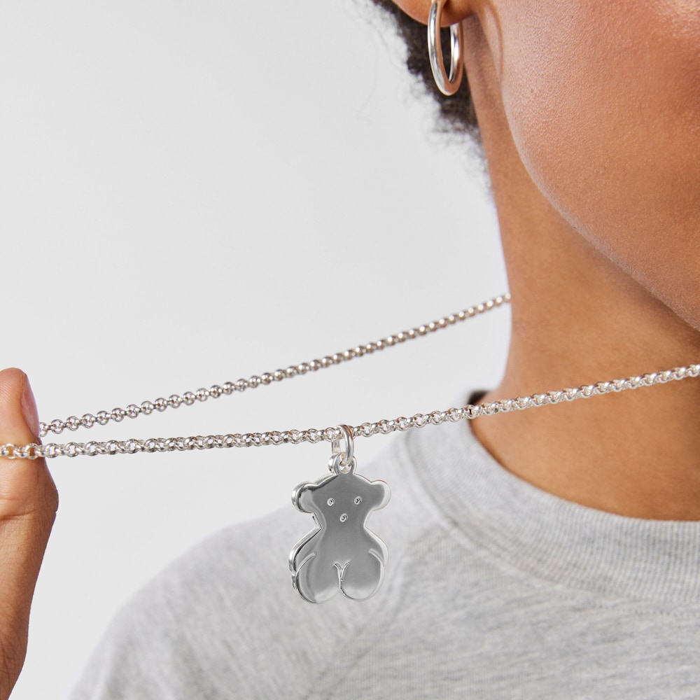 Medium Silver Sweet Dolls bear Pendant