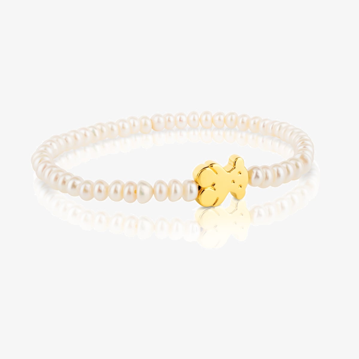 Tous - Pulsera Elástica De Oro Y Perlas Cultivadas Motivo Oso De 1,15cm, Sweet Dolls - Blanco