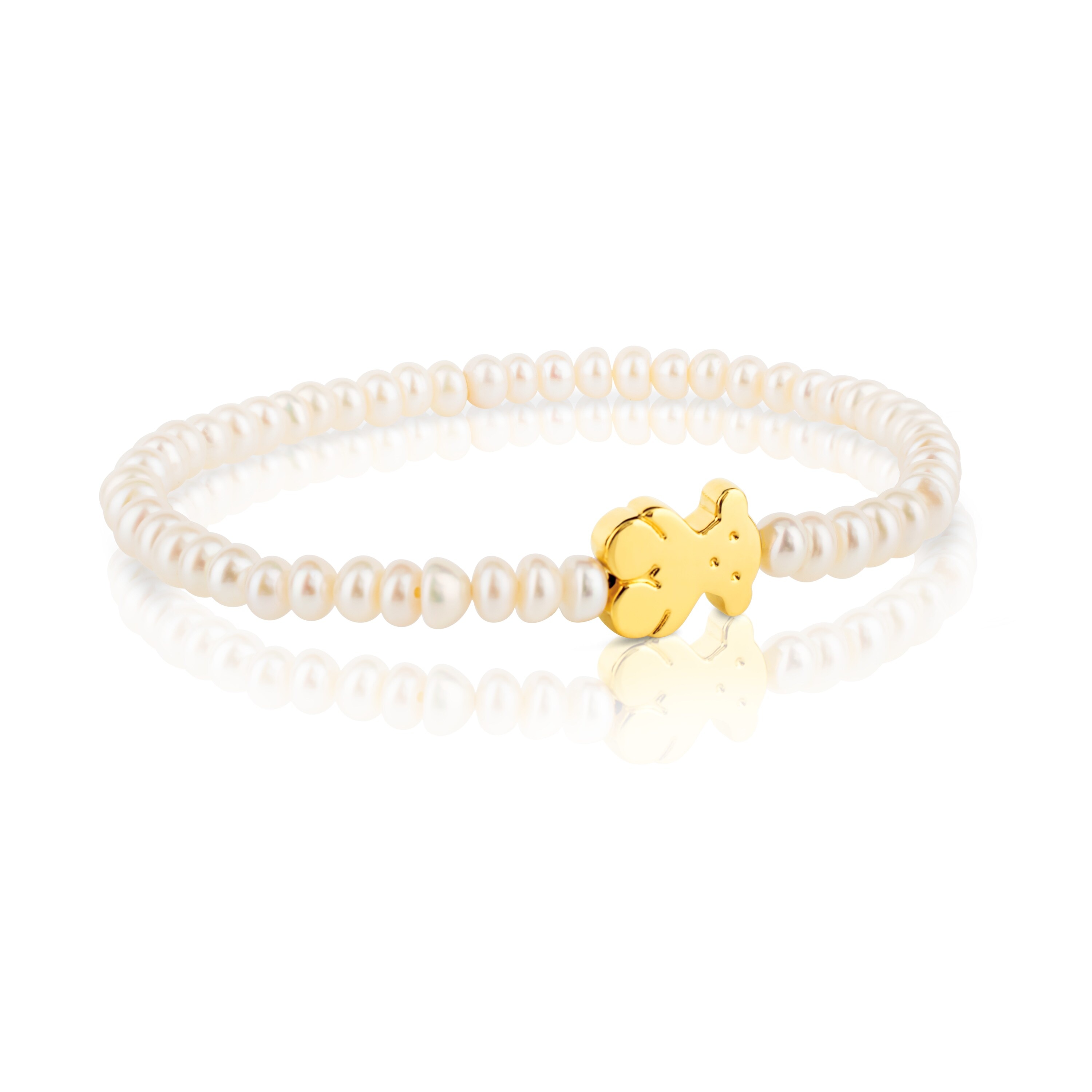 Gold Sweet Dolls Bracelet with pearls and medium Bear motif
