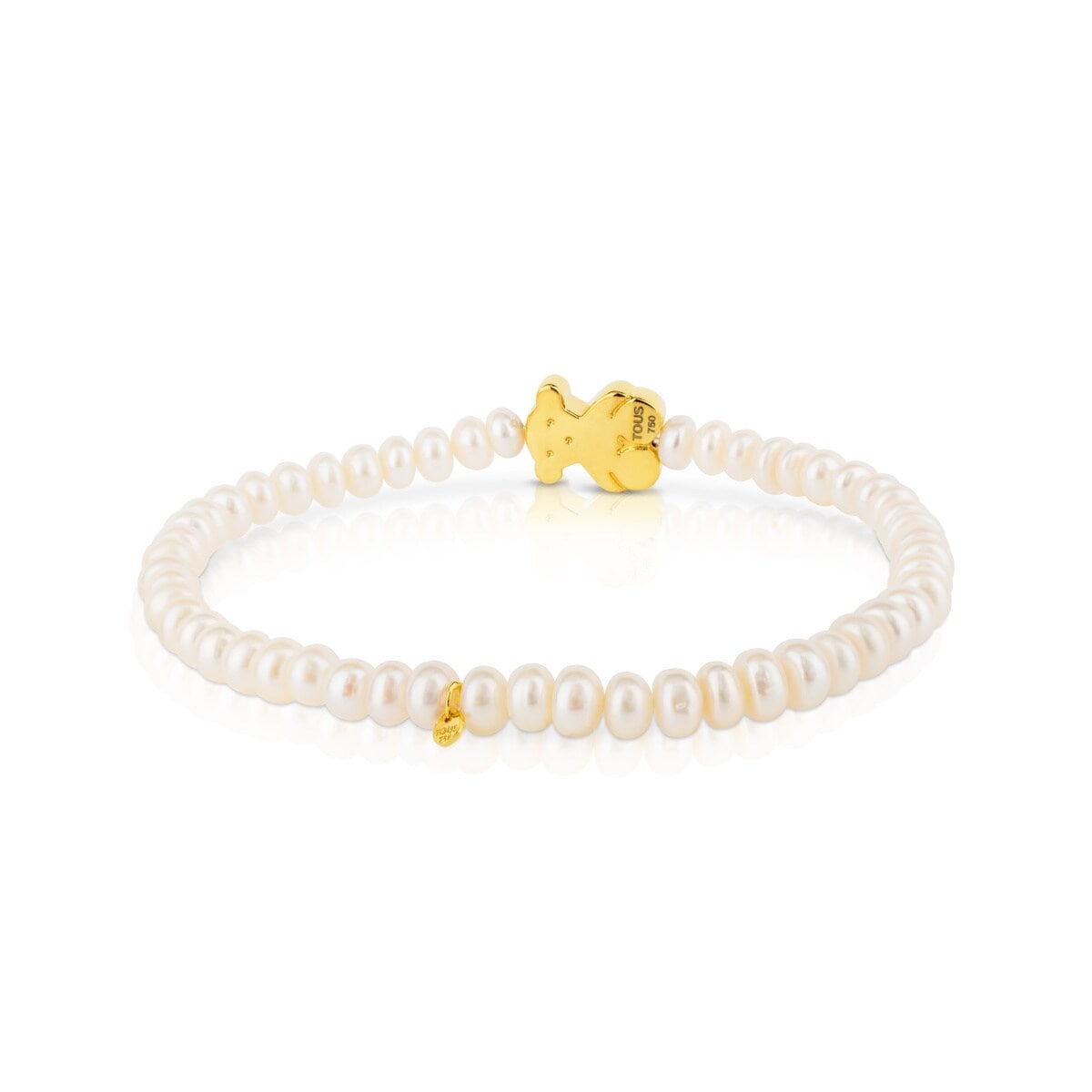 Pulsera elástica de oro y perlas cultivadas motivo oso de 1,15cm, Sweet Dolls