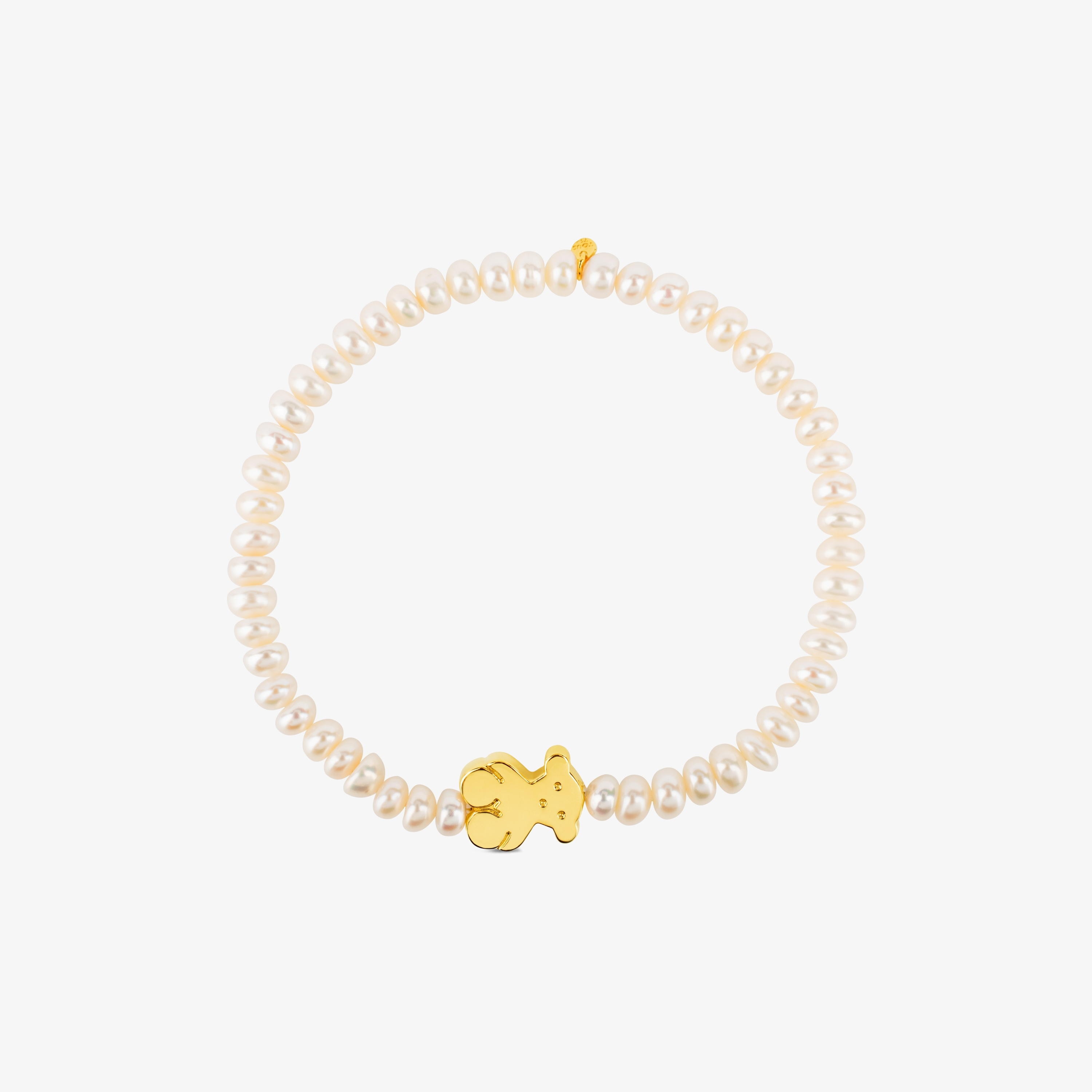 18K solid gold Sweet Dolls Bracelet with pearls and medium Bear motif