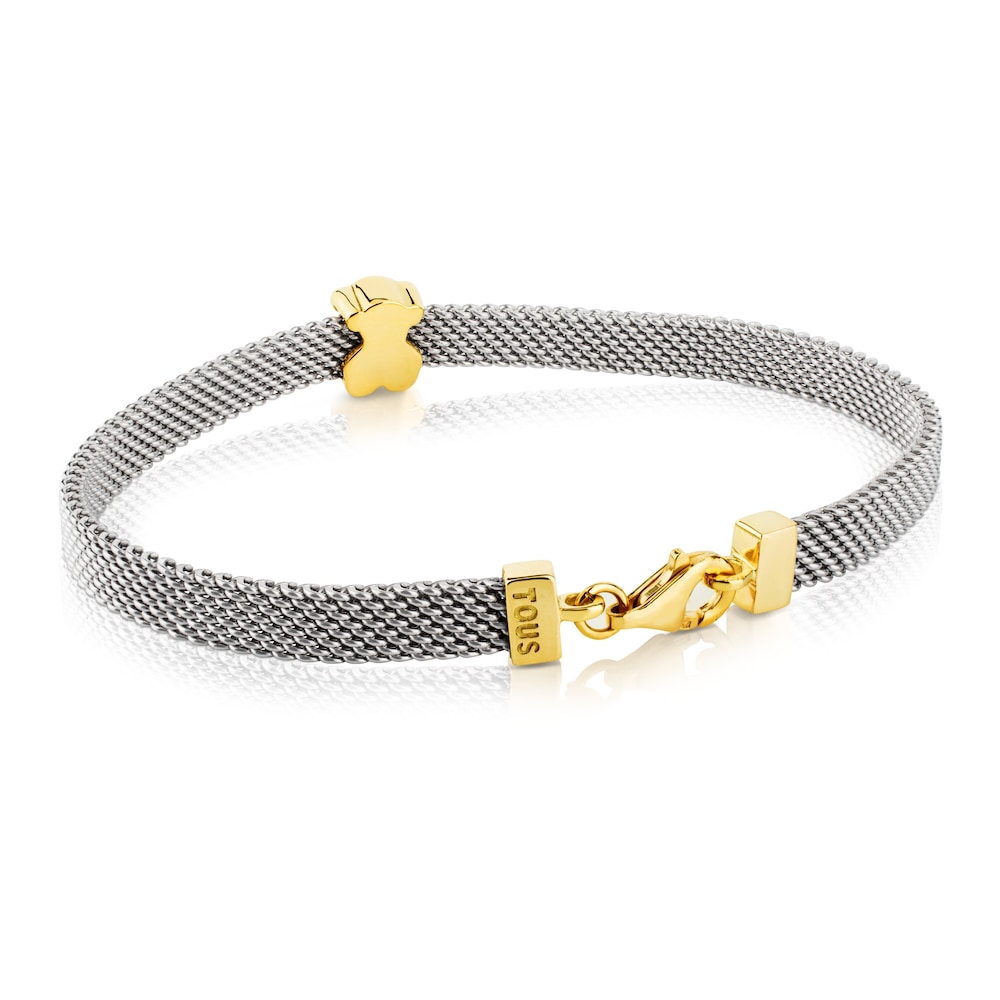 Pulsera de oro y acero motivo oso de 0,5cm Mesh Pulsera de oro y acero motivo oso de 0,5cm Mesh