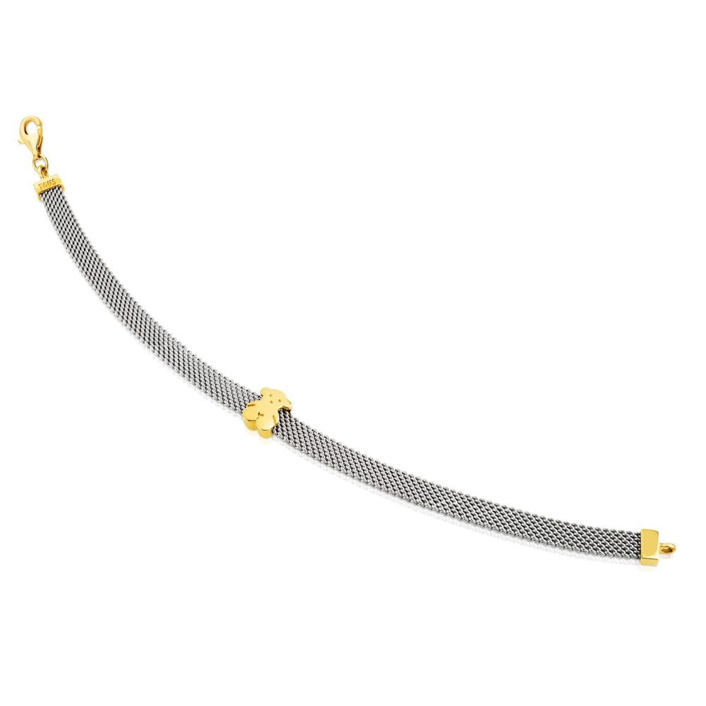 Pulsera de oro y acero motivo oso de 0,5cm Mesh Pulsera de oro y acero motivo oso de 0,5cm Mesh