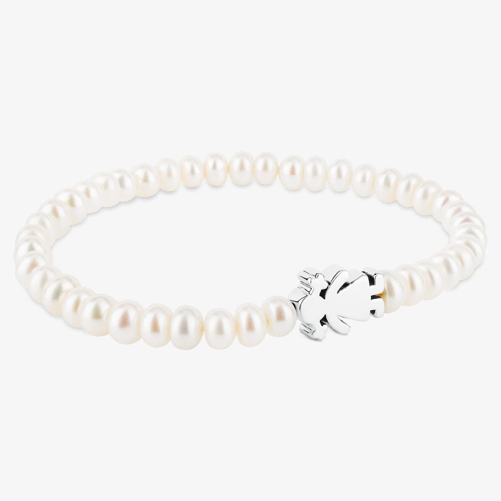 Tous Sweet Dolls &ndash; Elastick&yacute; n&aacute;ramek z perel se stř&iacute;brn&yacute;m motivem holčičky