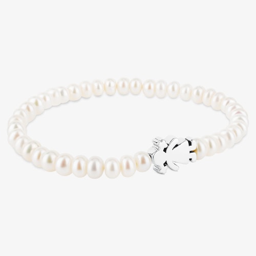 Tous Sweet Dolls &ndash; Elastick&yacute; n&aacute;ramek z perel se stř&iacute;brn&yacute;m motivem holčičky