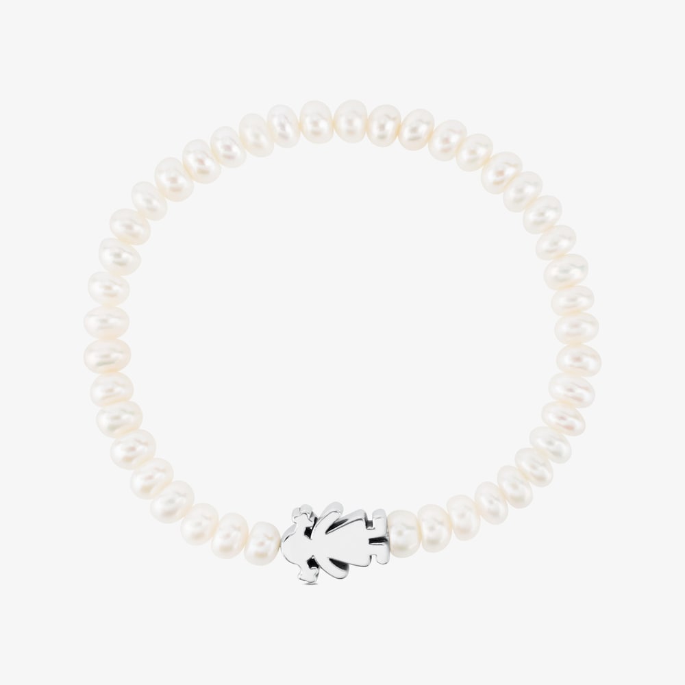 Tous Sweet Dolls &ndash; Elastick&yacute; n&aacute;ramek z perel se stř&iacute;brn&yacute;m motivem holčičky