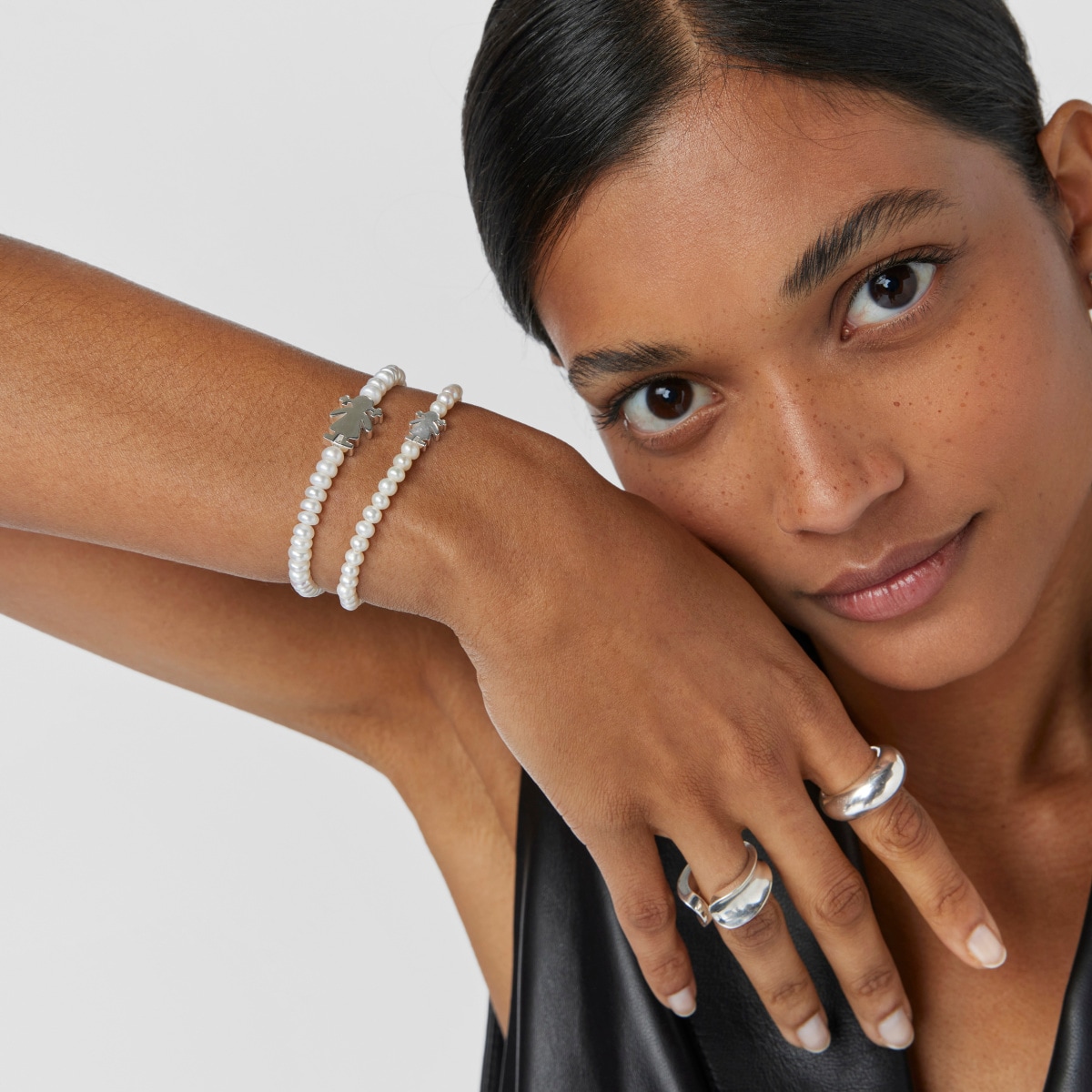 Pearl Sweet Dolls girl Bracelet with Silver