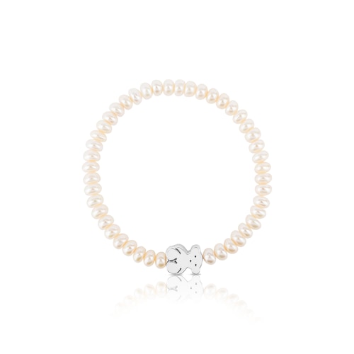 TOUS Sweet Dolls bear Bracelet with pearls and Silver Bear motif