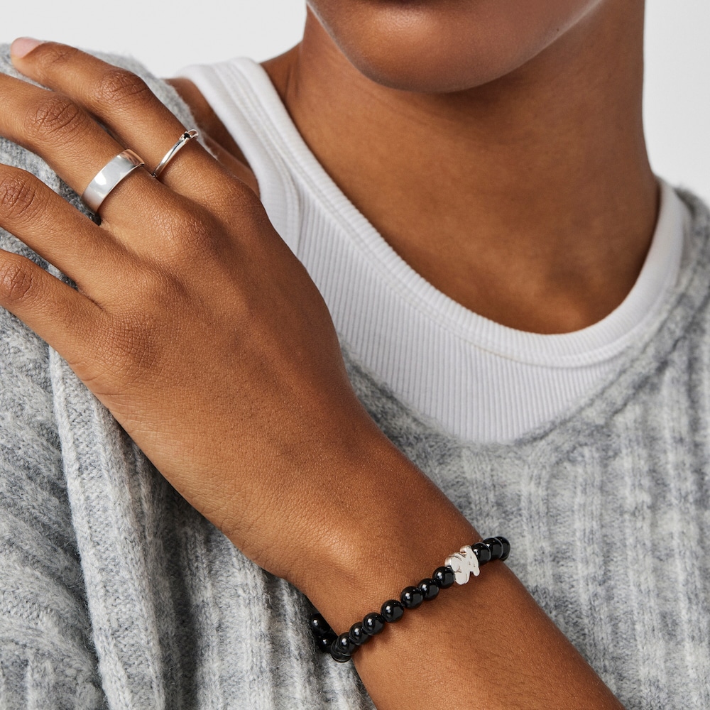 Onyx Sweet Dolls bear Bracelet with Silver