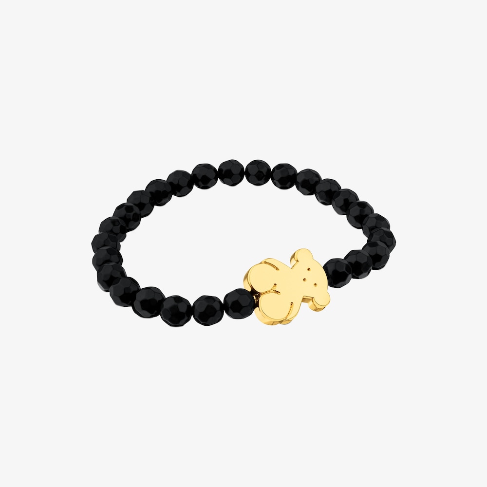 Tous Sweet Dolls &ndash; Elastick&yacute; n&aacute;ramok z &oacute;nyxov s mot&iacute;vom medved&iacute;ka zo žlt&eacute;ho striebra Vermeil