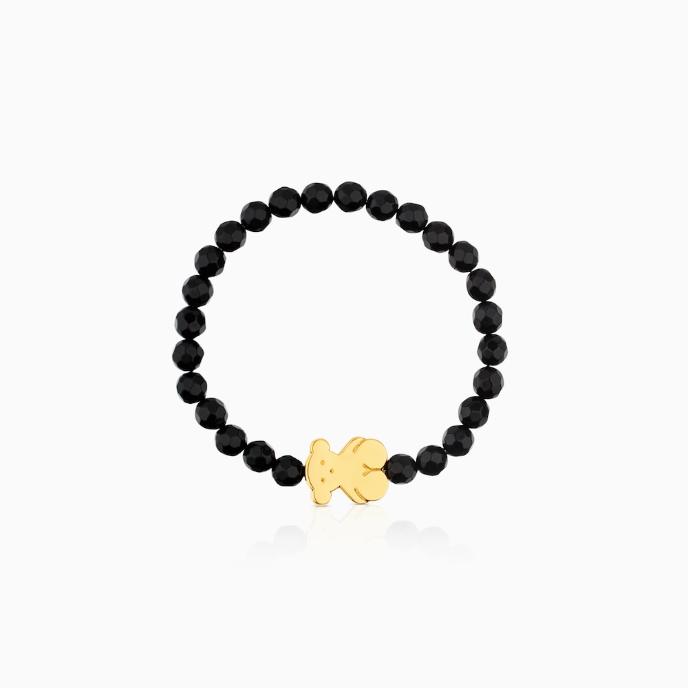 Tous Sweet Dolls &ndash; Elastick&yacute; n&aacute;ramok z &oacute;nyxov s mot&iacute;vom medved&iacute;ka zo žlt&eacute;ho striebra Vermeil