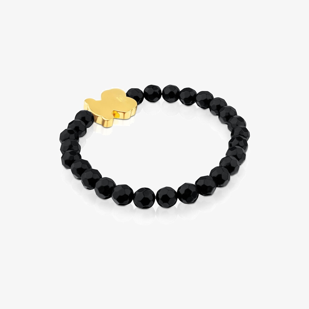 Tous Sweet Dolls &ndash; Elastick&yacute; n&aacute;ramok z &oacute;nyxov s mot&iacute;vom medved&iacute;ka zo žlt&eacute;ho striebra Vermeil