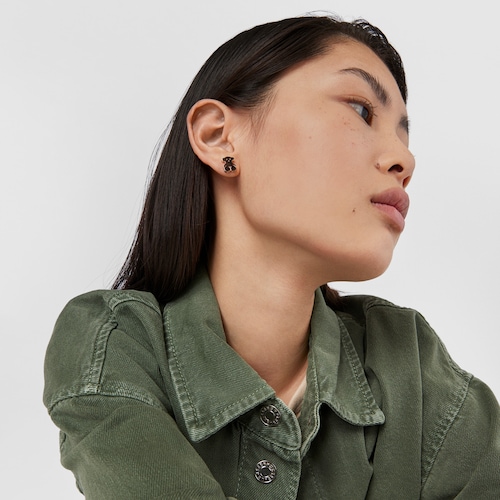 Pendientes oso con baño de oro rosa 18 kt sobre plata Sweet Dolls