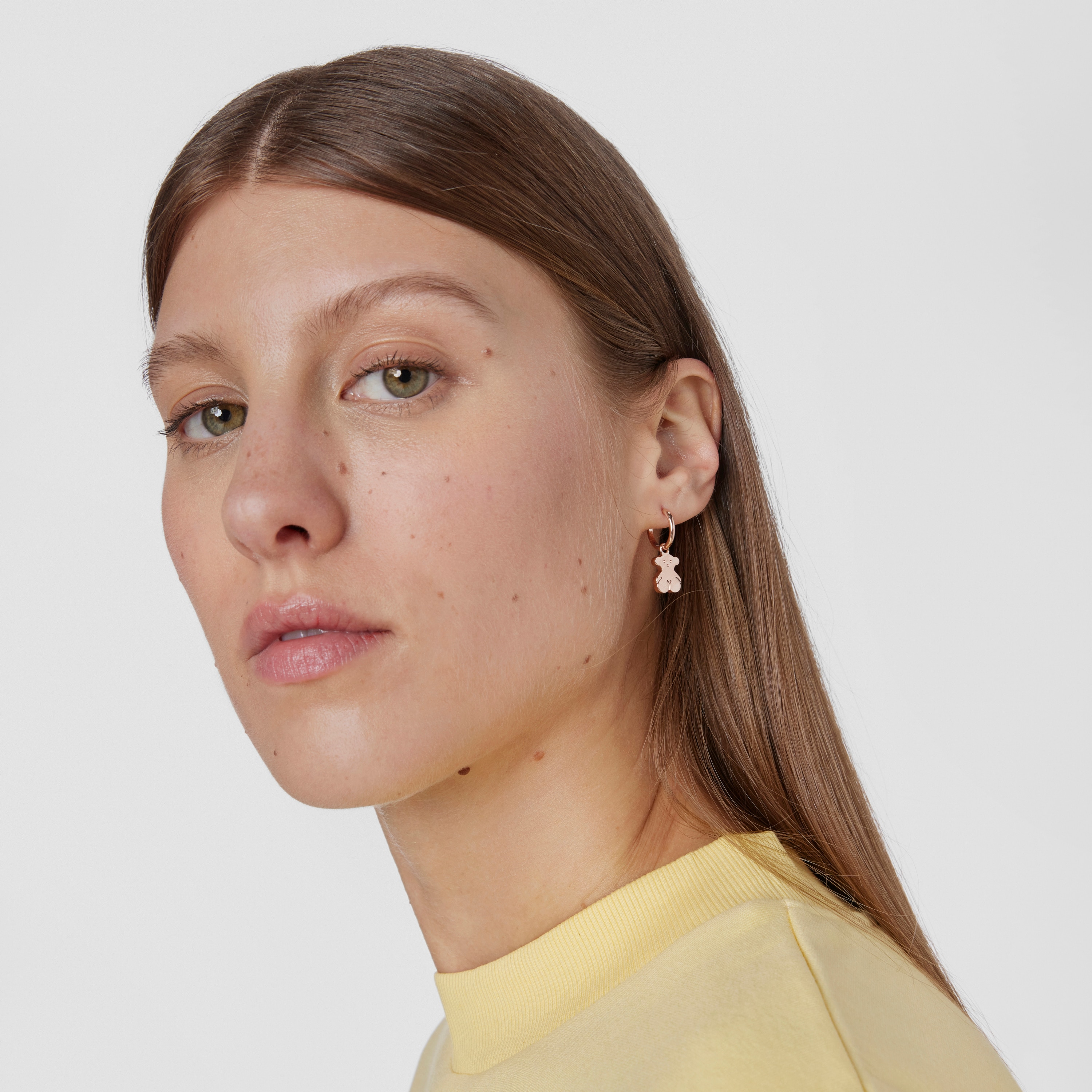 Short Rose 18K gold vermeil Sweet Dolls bear Earrings