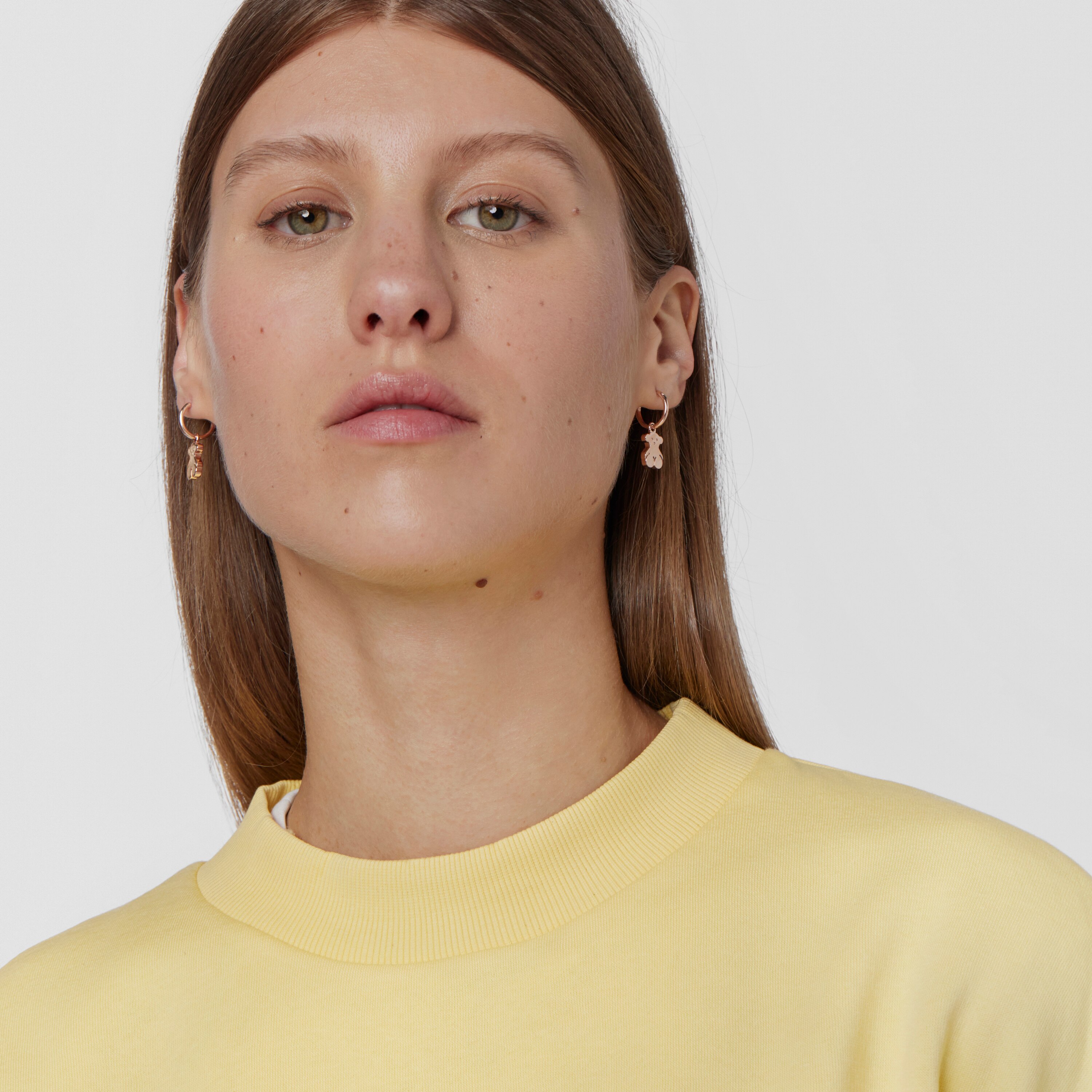 Short Rose Silver Vermeil Sweet Dolls bear Earrings