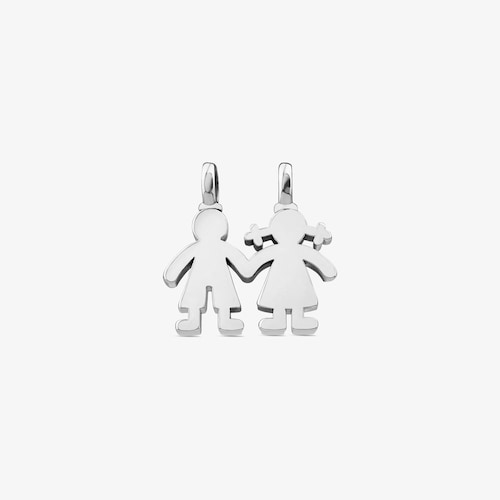 Pingente Sweet Dolls menino-menina em Prata