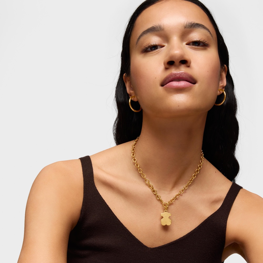 Dije mediano Sweet Dolls oso con ba&ntilde;o de oro 18 kt sobre plata