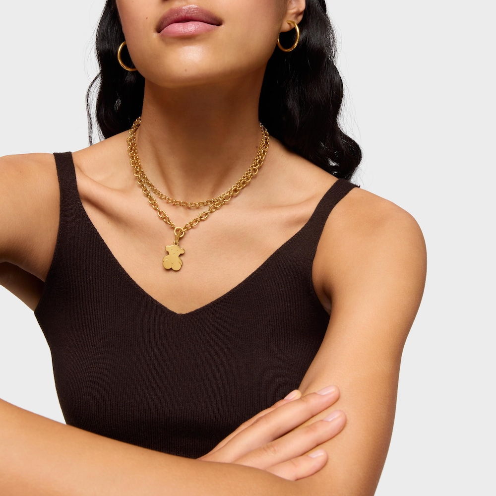 Dije mediano Sweet Dolls oso con ba&ntilde;o de oro 18 kt sobre plata