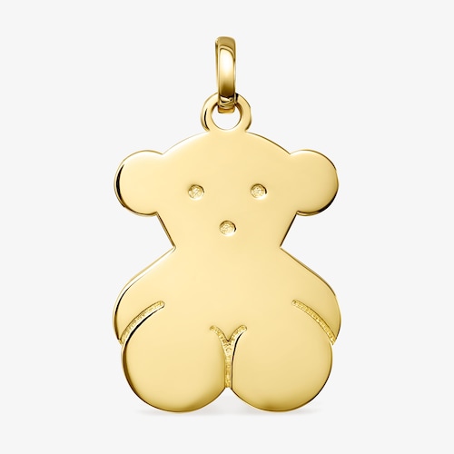Dije grande Sweet Dolls oso con ba&ntilde;o de oro 18 kt sobre plata