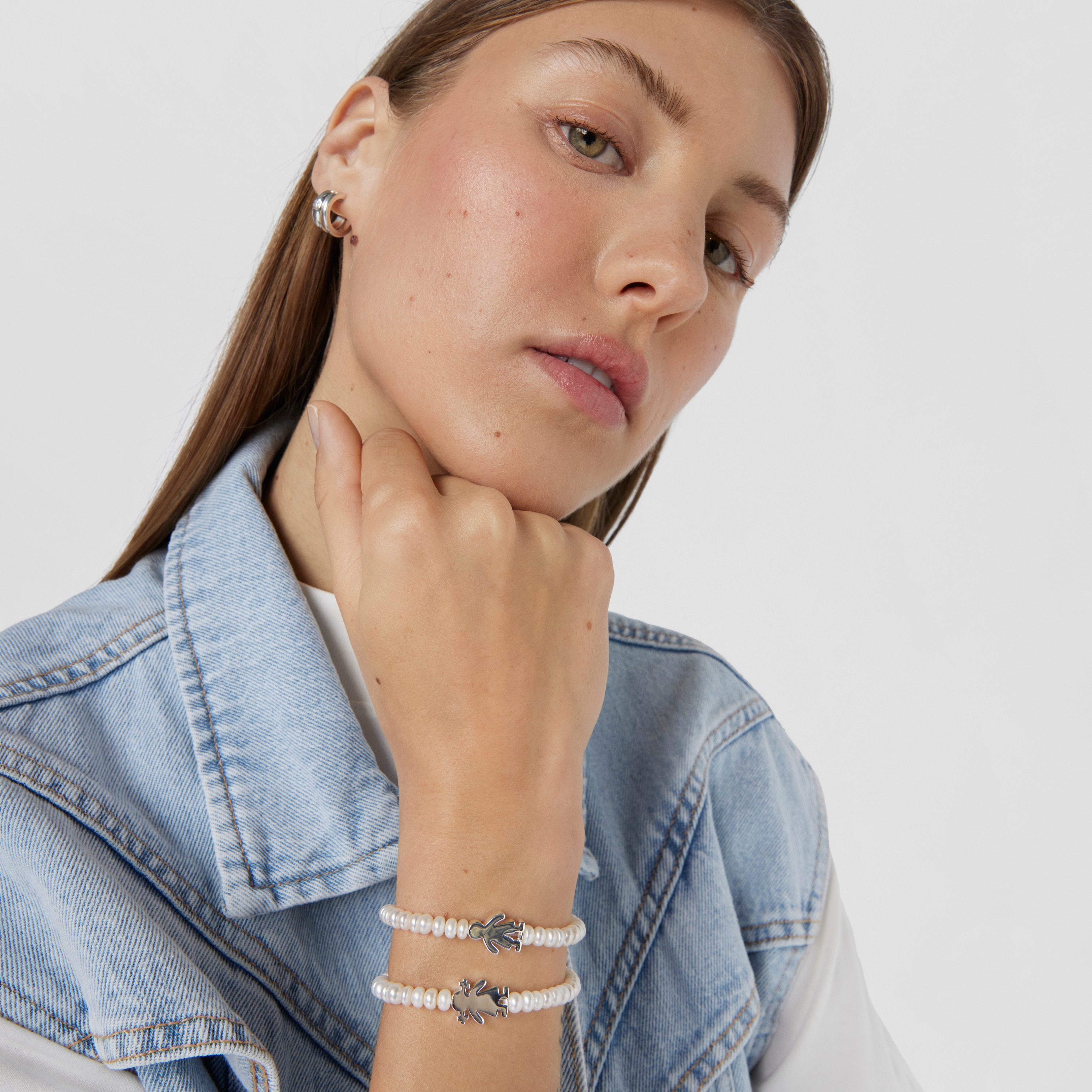 Pearl Sweet Dolls boy Bracelet with Silver