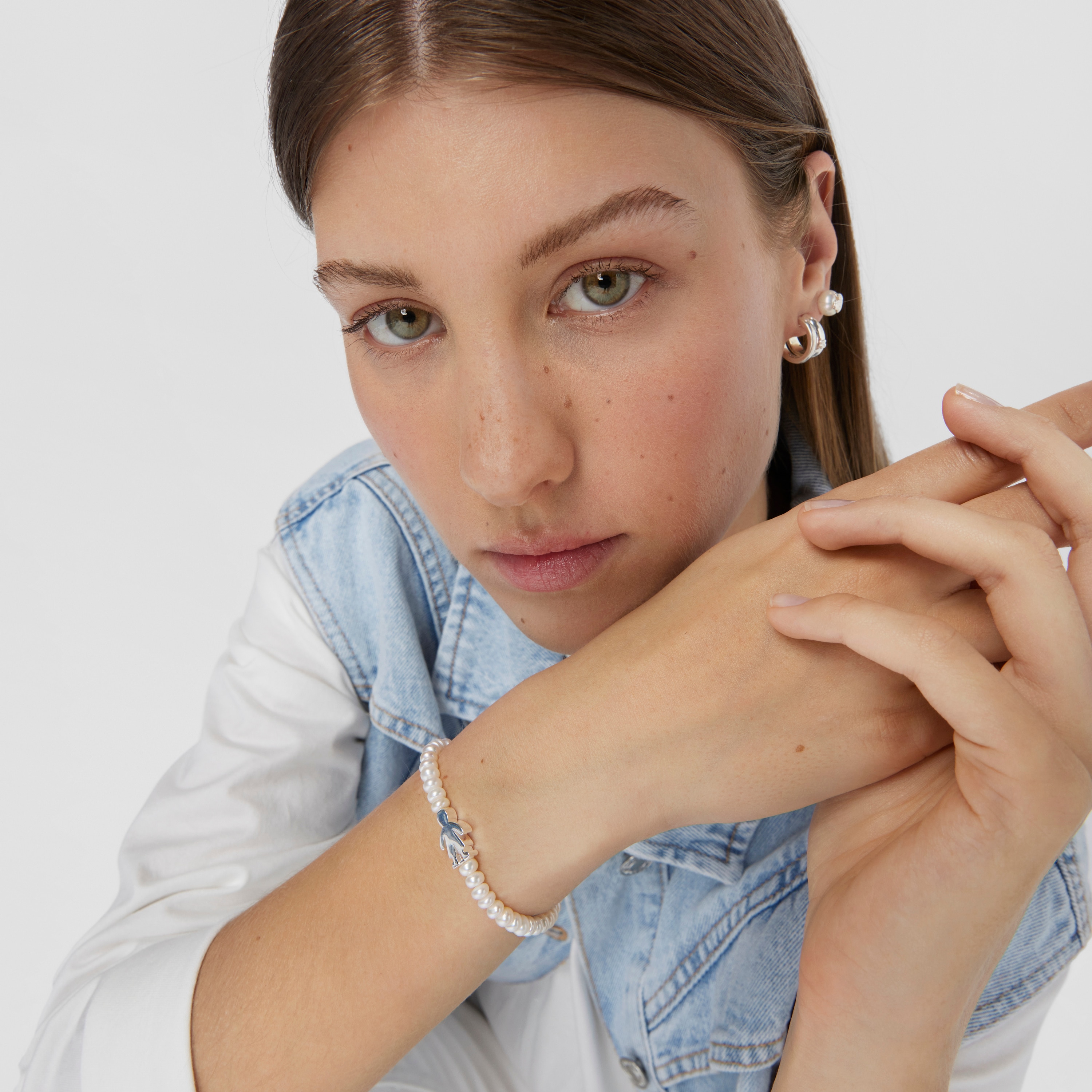 Pearl Sweet Dolls boy Bracelet with Silver