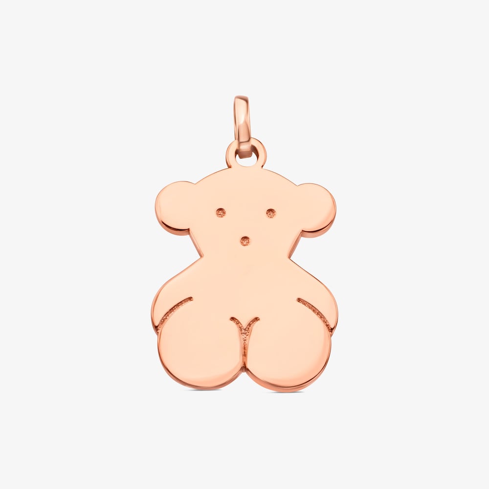 Colgante grande oso con ba&ntilde;o de oro rosa 18 kt sobre plata Sweet Dolls