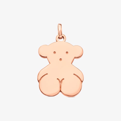 Colgante grande oso con ba&ntilde;o de oro rosa 18 kt sobre plata Sweet Dolls